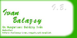 ivan balazsy business card